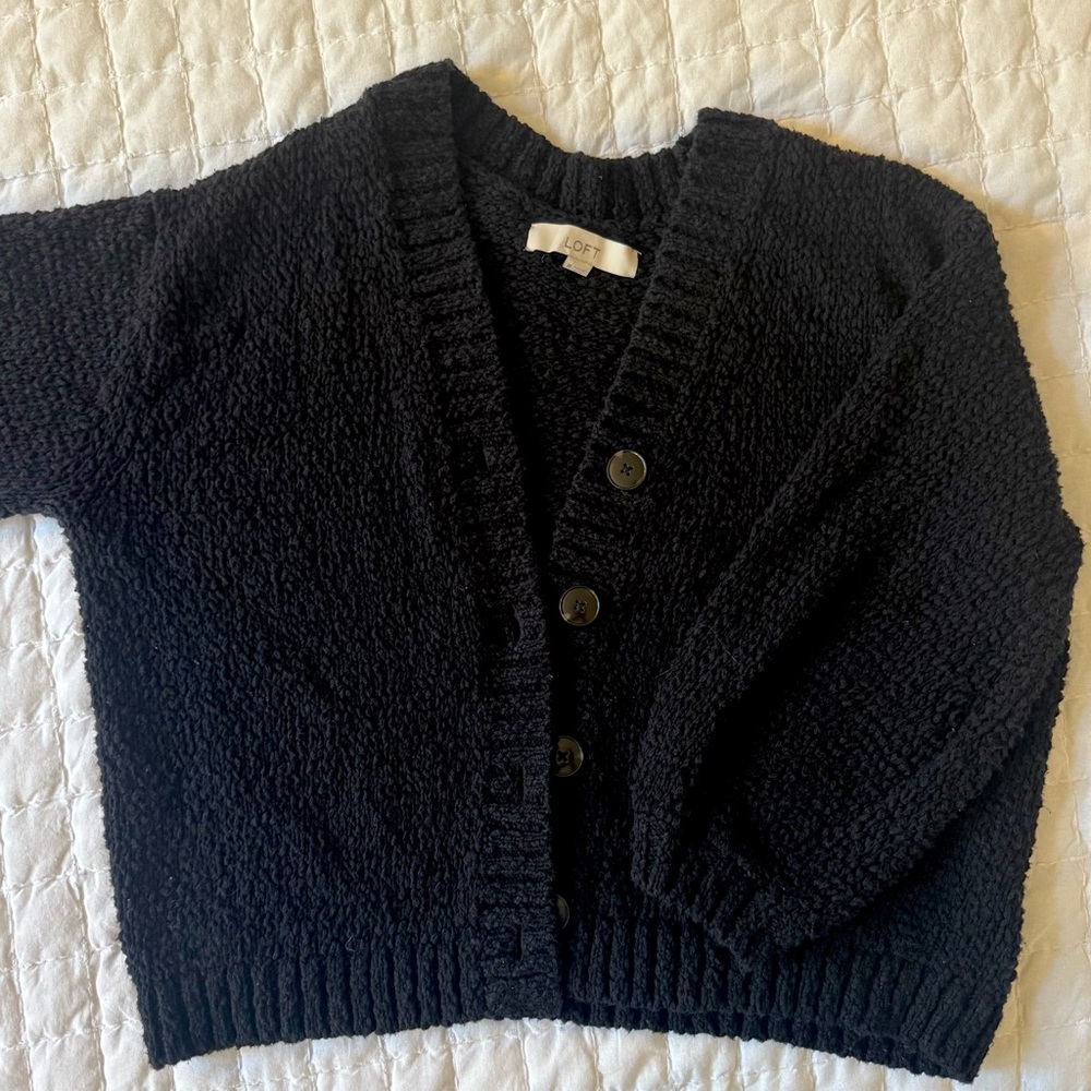 LOFT Cute Boxy Cardigan Black